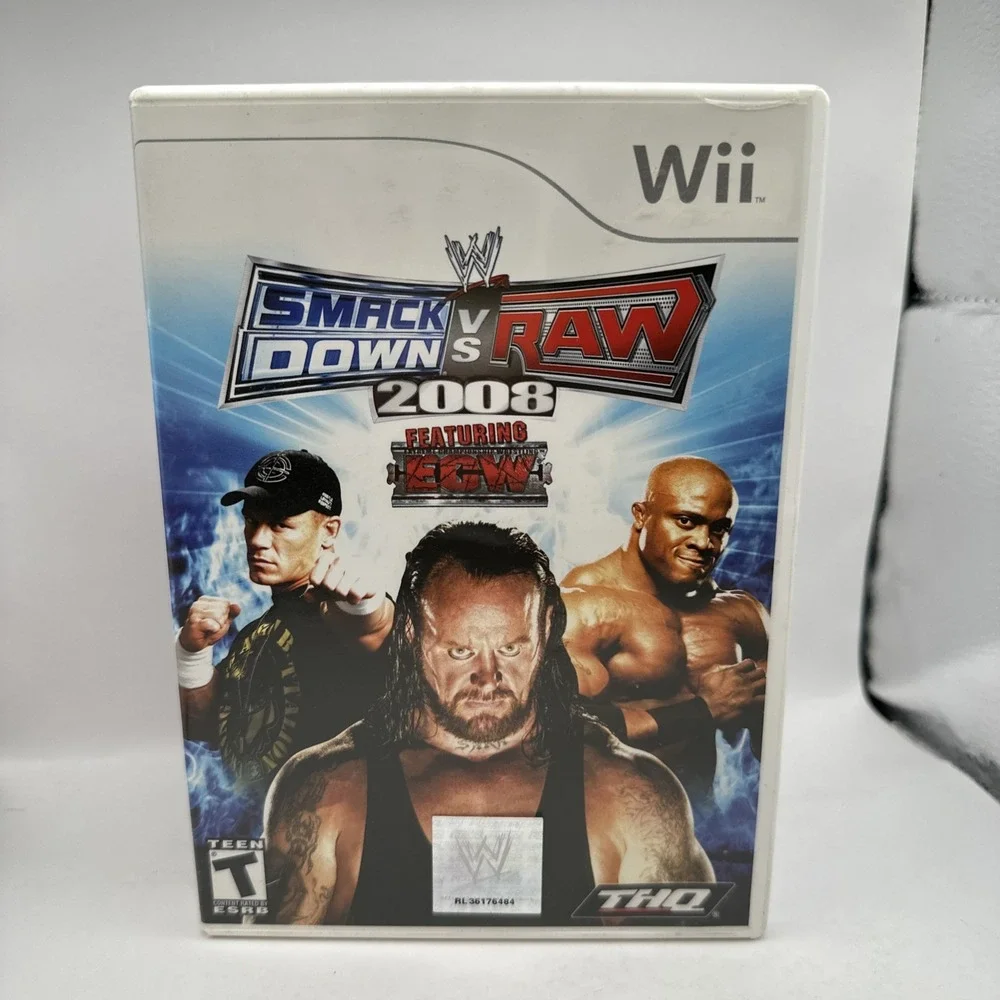 WWE SmackDown vs Raw 2008 Featuring ECW Nintendo Wii Game & Case THQ